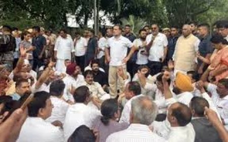 छात्रों के समर्थन में सड़क पर उतरी कांग्रेस: PM आवास के पास धरना, राहुल-प्रियंका हिरासत में...