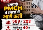 PMCH में डॉक्टरों का भारी टोटा, 589 में से 203 फैकल्टी पद खाली, मेडिसिन में 40 में से सिर्फ 9 डॉक्टर...